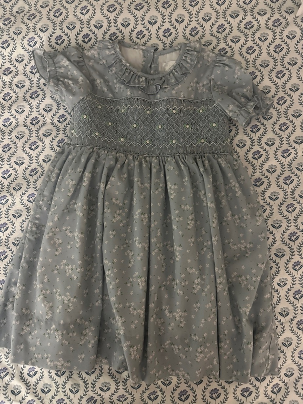 Cecil and Lou Pale Blue Floral Smocked Party Dress